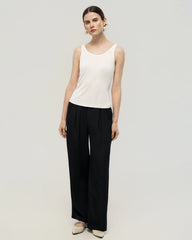 Washable Silk Jersey Double Scoop Neck Tank