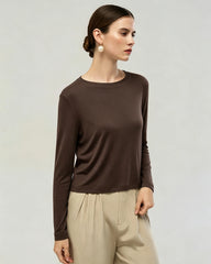 Washable Silk Jersey Long Sleeve T Shirt