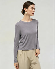 Washable Silk Jersey Long Sleeve T Shirt
