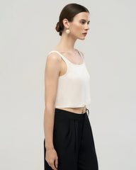 Washable Silk Jersey Square Neck Cropped Tank