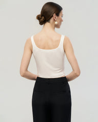 Washable Silk Jersey Square Neck Cropped Tank