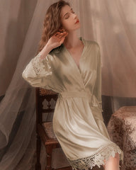 Washable Silk Lace Bridal Robe
