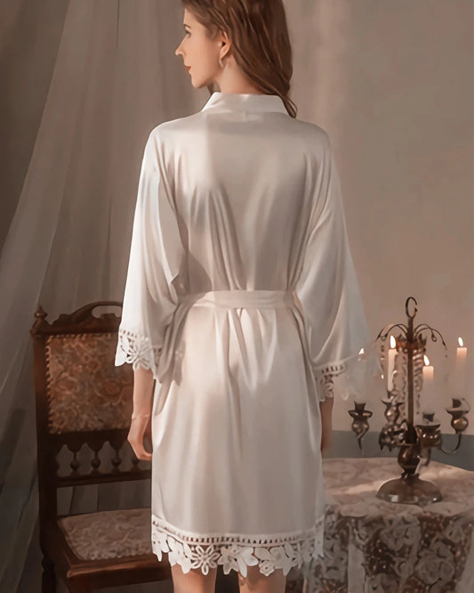 Washable Silk Lace Bridal Robe
