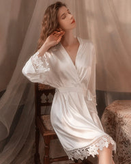 Washable Silk Lace Bridal Robe