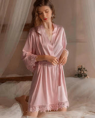 Washable Silk Lace Bridal Robe