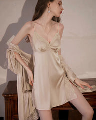 Washable Silk Lace Nightgown with Slit