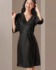 Washable Silk Lace Trim Nightgown