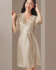 Washable Silk Lace Trim Nightgown