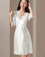 Washable Silk Lace Trim Nightgown