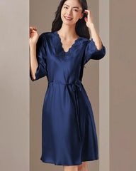 Washable Silk Lace Trim Nightgown