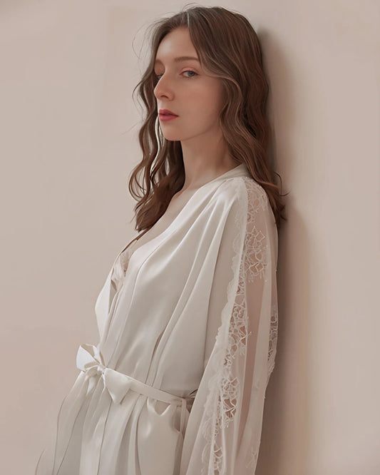 Washable Silk Lace Trim Robe