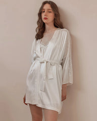 Washable Silk Lace Trim Robe