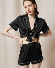 Washable Silk Pajama Short Sleeve Set
