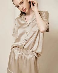Washable Silk Pajama Short Sleeve Set