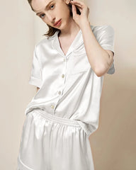 Washable Silk Pajama Short Sleeve Set