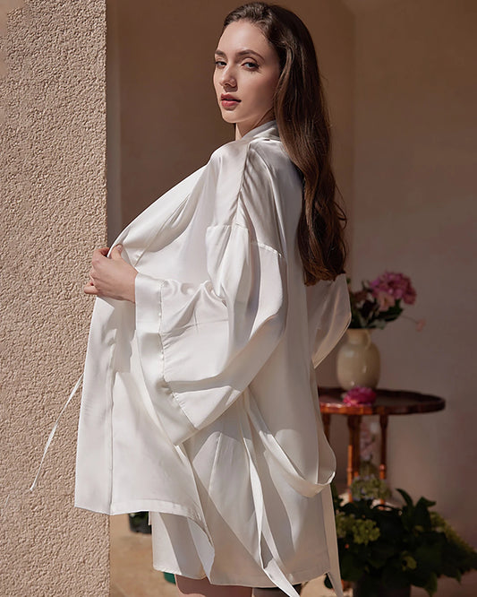 Washable Silk Short Robe for Women