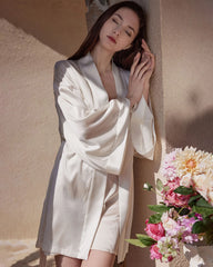 Washable Silk Short Robe for Women