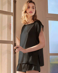 Washable Silk Short Sleeve Pajama Set