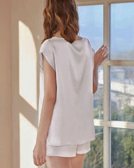 Washable Silk Short Sleeve Pajama Set