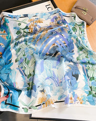 Watercolor Print Lily Silk Scarf