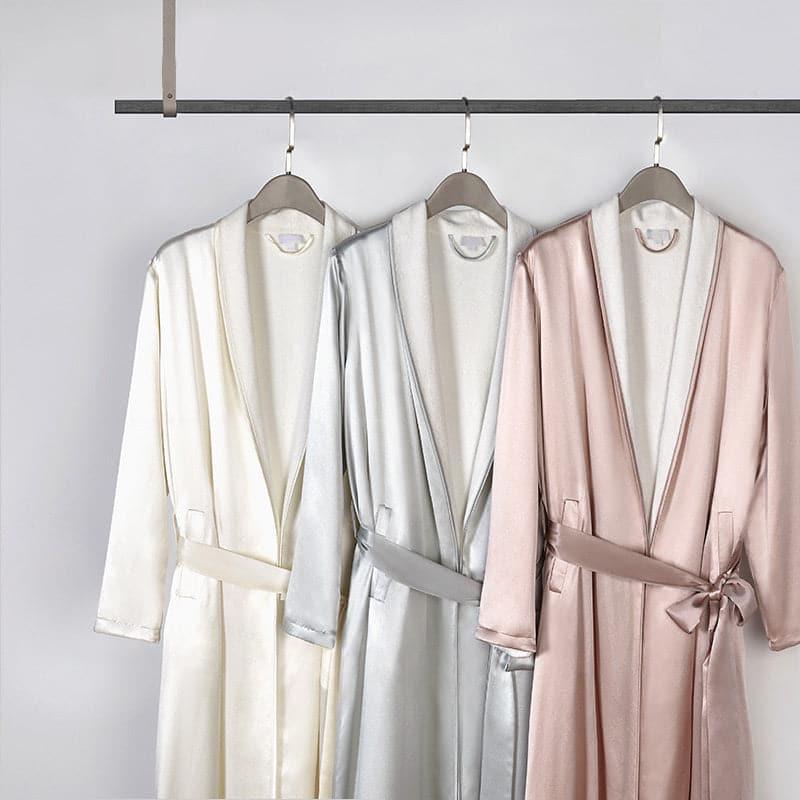 Silk and Velvet Reversible Robe for Winter