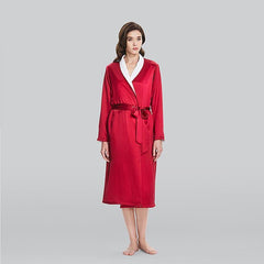 Silk and Velvet Reversible Robe for Winter Burgundy