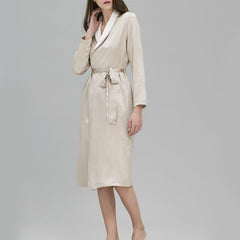 Silk and Velvet Reversible Robe for Winter Champagne