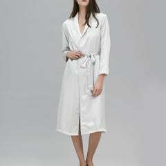 Silk and Velvet Reversible Robe for Winter Grey