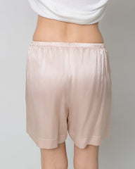 Women's Elasticated-Waist 100% Silk Pajama Shorts Pink