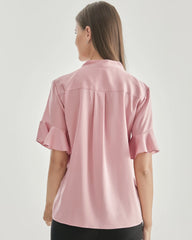 Women Bow-tie Neck Silk Blouse