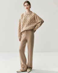 Women's Cable Knit Silk Cashmere Oversize Pullover