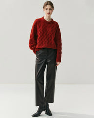 Women's Cable Knit Silk Cashmere Oversize Pullover