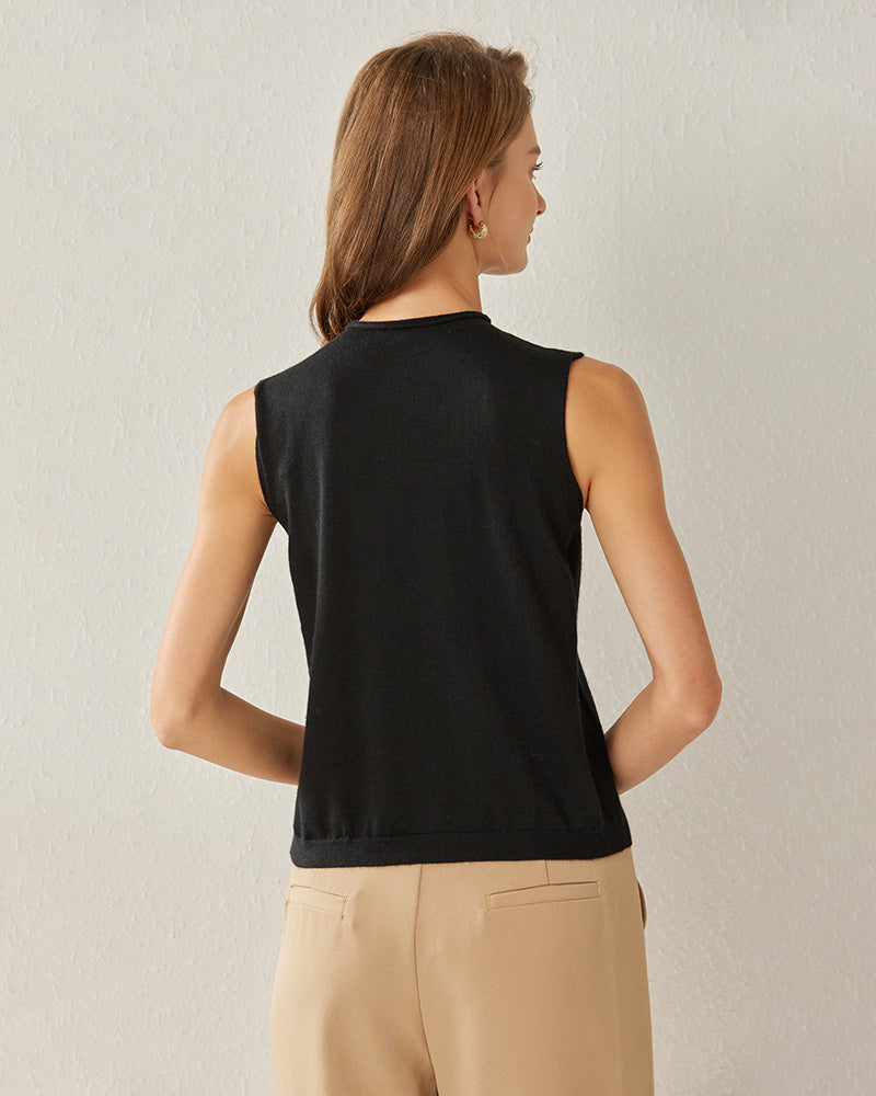 Cashmere Camisole Vest Top Black