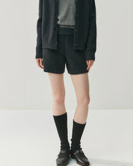 Women's Cashmere Wool Knit Cardigan and Shorts Set