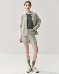Women's Cashmere Wool Knit Cardigan and Shorts Set