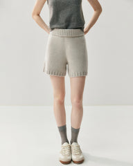 Women's Cashmere Wool Knit Cardigan and Shorts Set