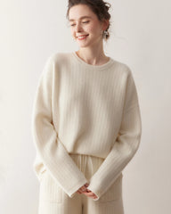 Women's Cashmere Wool Knit Sweater and Shorts Set