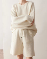 Women's Cashmere Wool Knit Sweater and Shorts Set