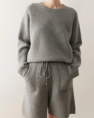 Women's Cashmere Wool Knit Sweater and Shorts Set