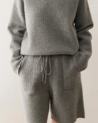 Women's Cashmere Wool Knit Sweater and Shorts Set