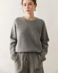 Women's Cashmere Wool Knit Sweater and Shorts Set