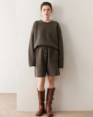 Women's Cashmere Wool Knit Sweater and Shorts Set
