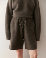 Women's Cashmere Wool Knit Sweater and Shorts Set