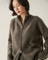 Women’s Cashmere Wool Zip-Up Cardigan