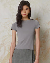 Women’s Fitted Silk Jersey Crew Neck