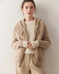 Women’s Hooded Zip-Up Cashmere Cardigan