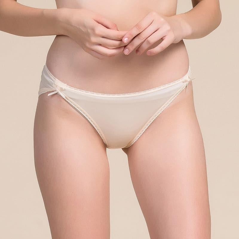 Women's Lace Silk Panties Underwear Beige