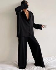 Relaxed Oversize Silk Pajamas Black