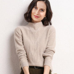 Women Relaxed Cozy Cashmere Sweater Beige