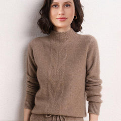 Women Relaxed Cozy Cashmere Sweater Coffee